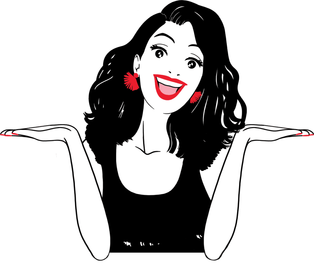 Canderella holding her hands up like a balance